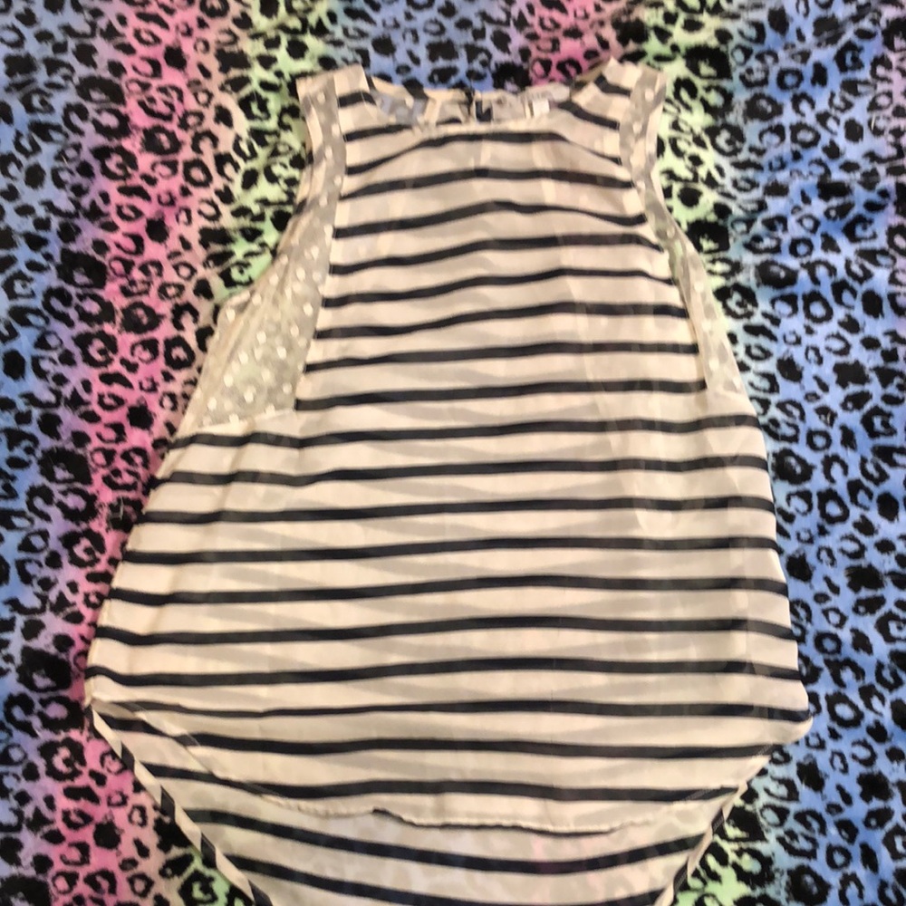 Polka dot striped tunic tank top